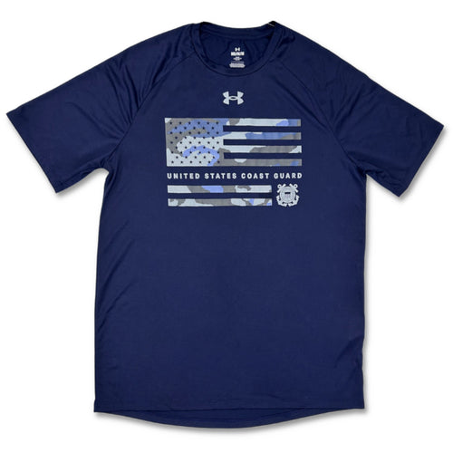 United States Coast Guard Under Armour Camo Flag Tech T-Shirt (Navy)