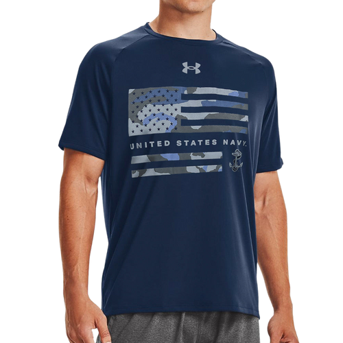 United States Navy Under Armour Camo Flag Tech T-Shirt (Navy)