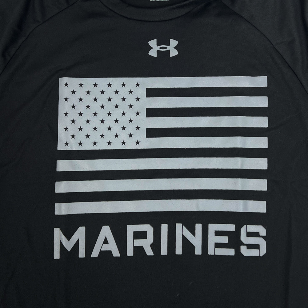 United States Marines Under Armour Flag Tech T-Shirt (Black)