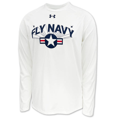 Navy Under Armour Fly Navy Tech Long Sleeve T-Shirt (White)