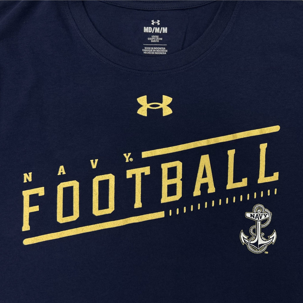 Navy Football Under Armour Sideline Performance Cotton Long Sleeve T-Shirt (Navy)