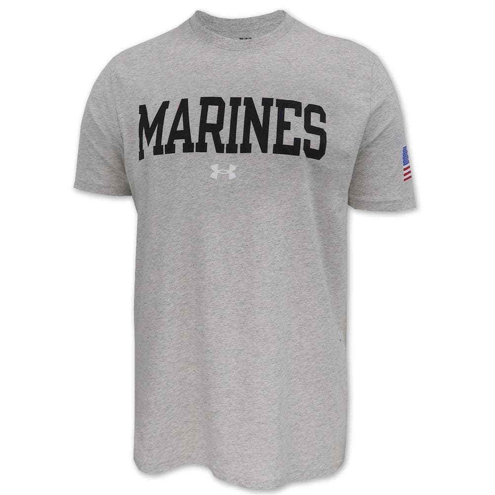 Marines Under Armour Performance Cotton T-Shirt (Silver Heather)