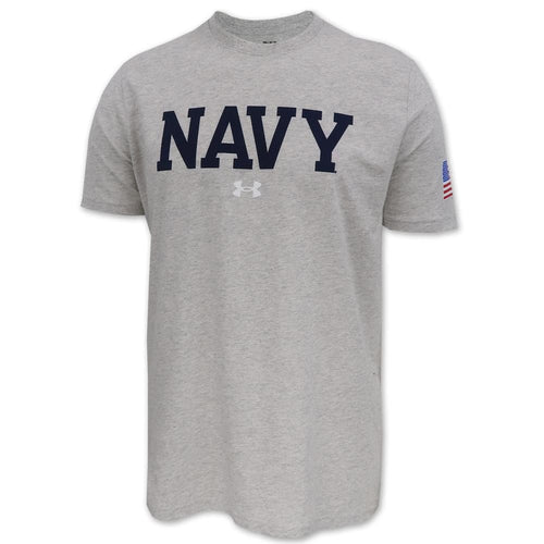 Navy Under Armour Performance Cotton T-Shirt (Silver Heather)