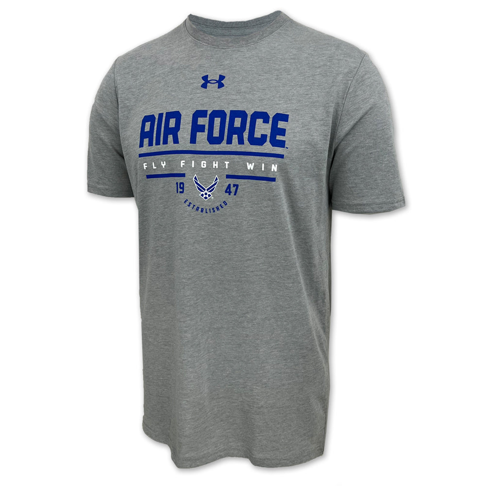 Air Force Under Armour Fly Fight Win T-Shirt (Steel Heather)