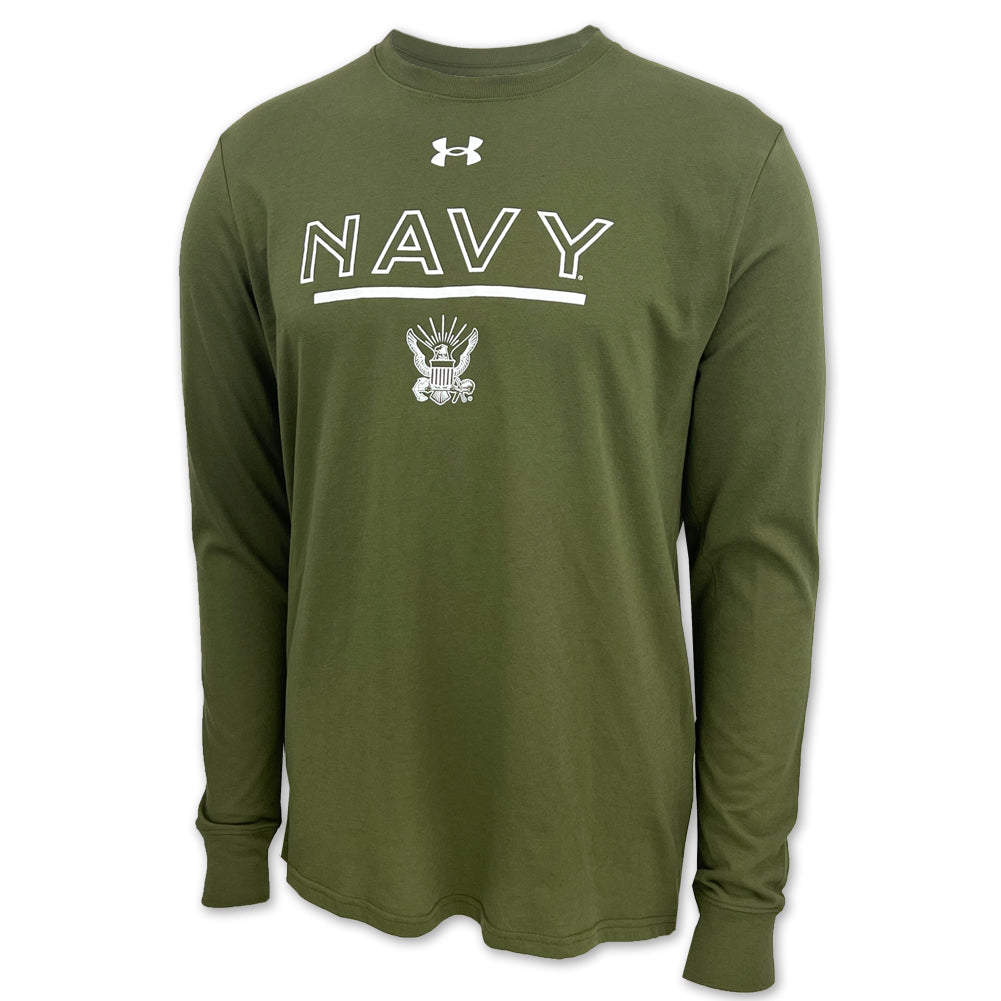 U.S. Navy Eagle Under Armour Long Sleeve T-Shirt (OD Green)