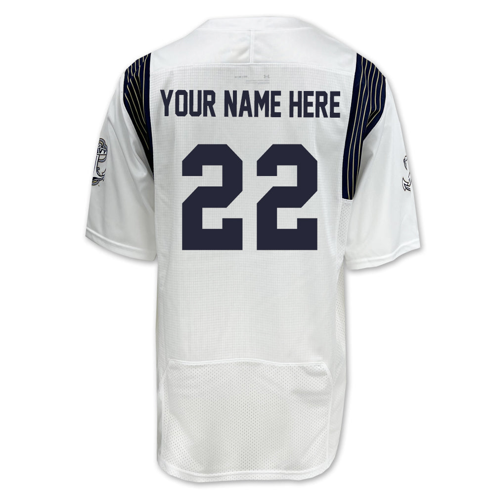 Navy Under Armour Custom Sideline Replica Football Jersey (White)