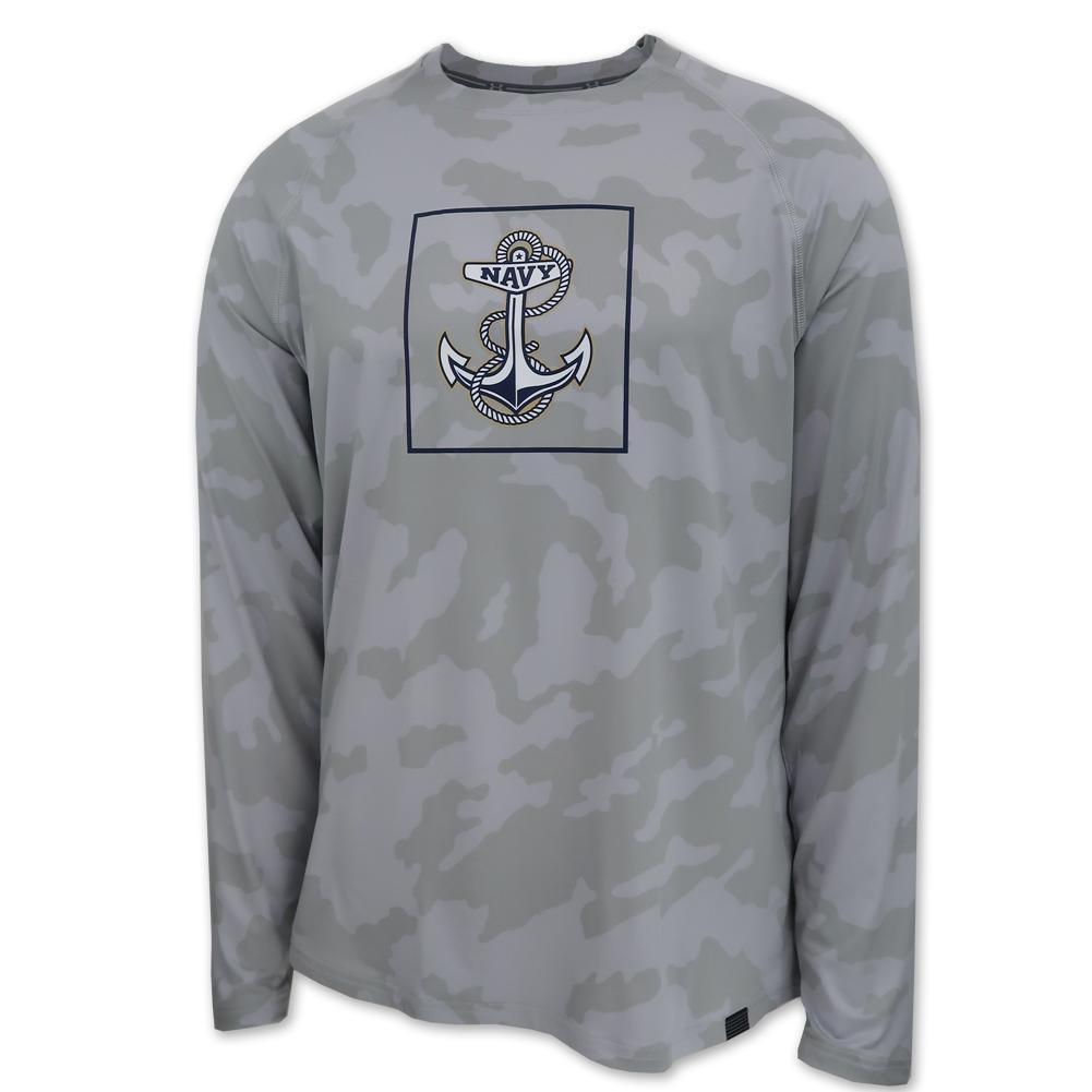 Navy Under Armour Sideline Long Sleeve Training T-Shirt (Camo)