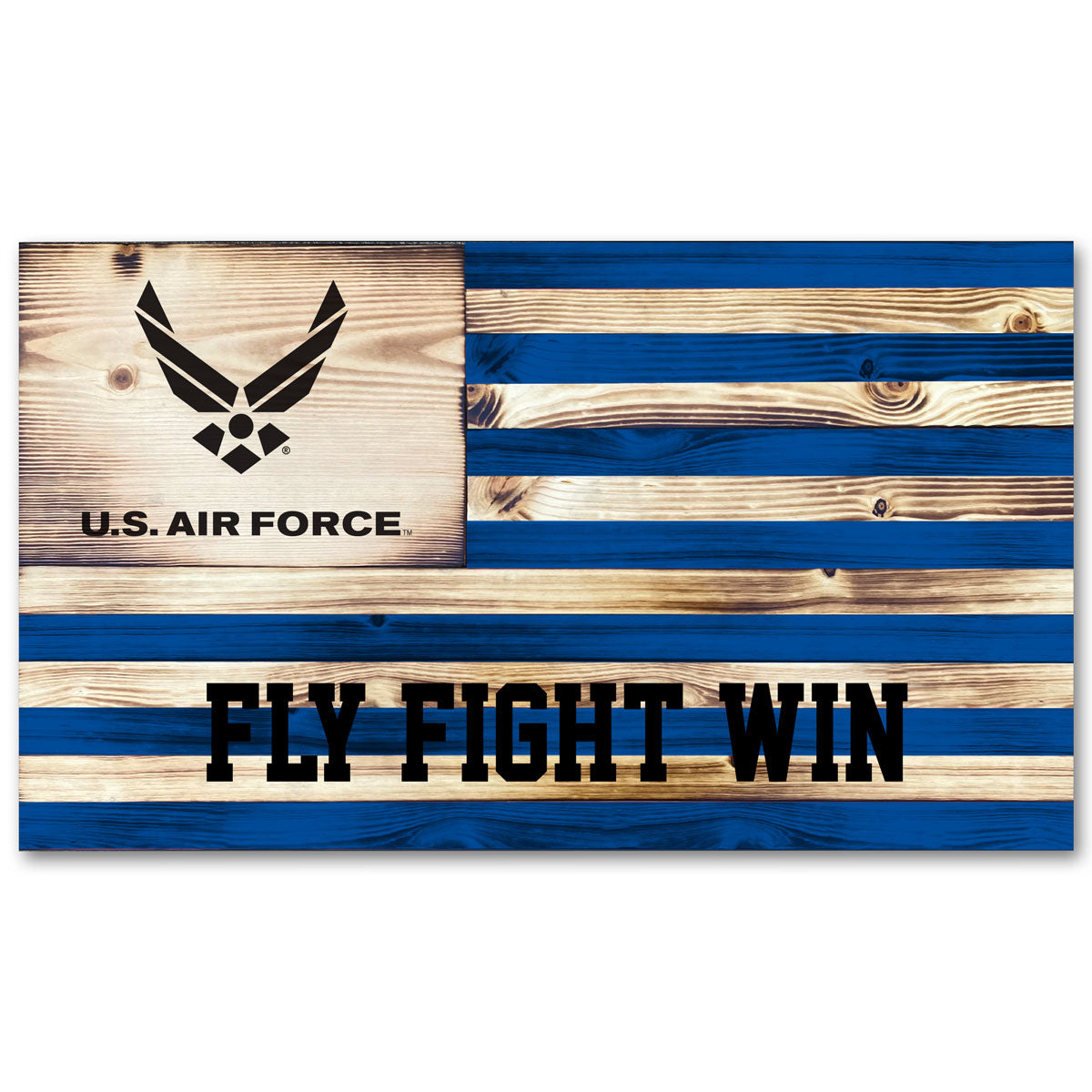 Air Force Wings Engraved Wooden Flag