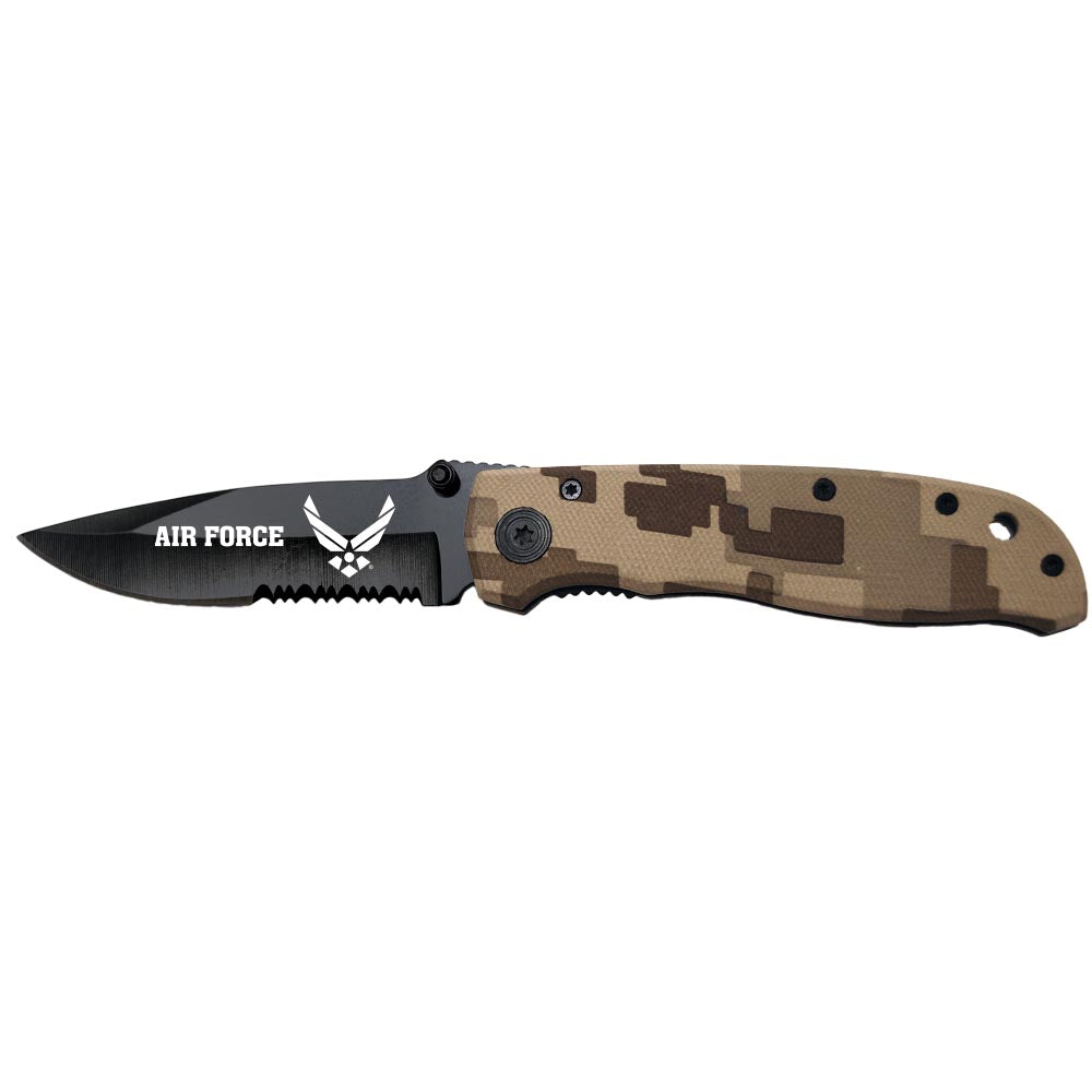 Air Force Folding Lock Back Knife (Brown Camo)