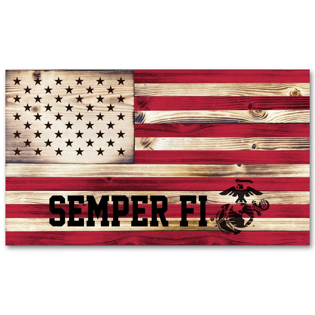 Marines EGA Engraved Wooden Flag