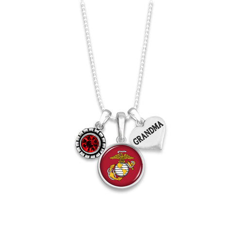 U.S. Marines EGA Triple Charm Grandma Necklace