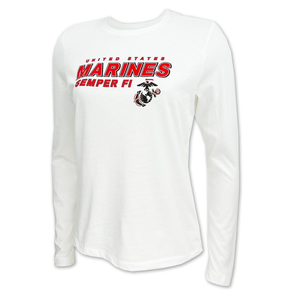 United States Marines Ladies Long Sleeve T-Shirt (White)