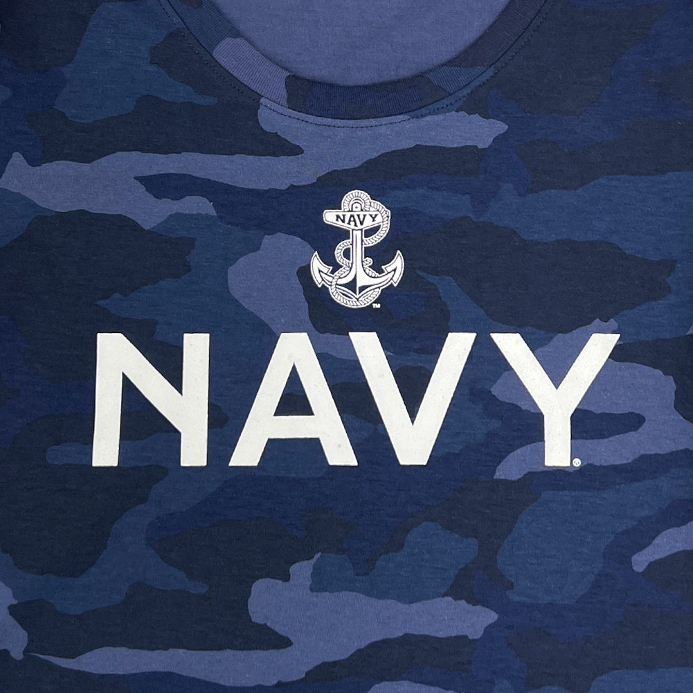 Navy Ladies Under Armour Cotton Camo T-Shirt