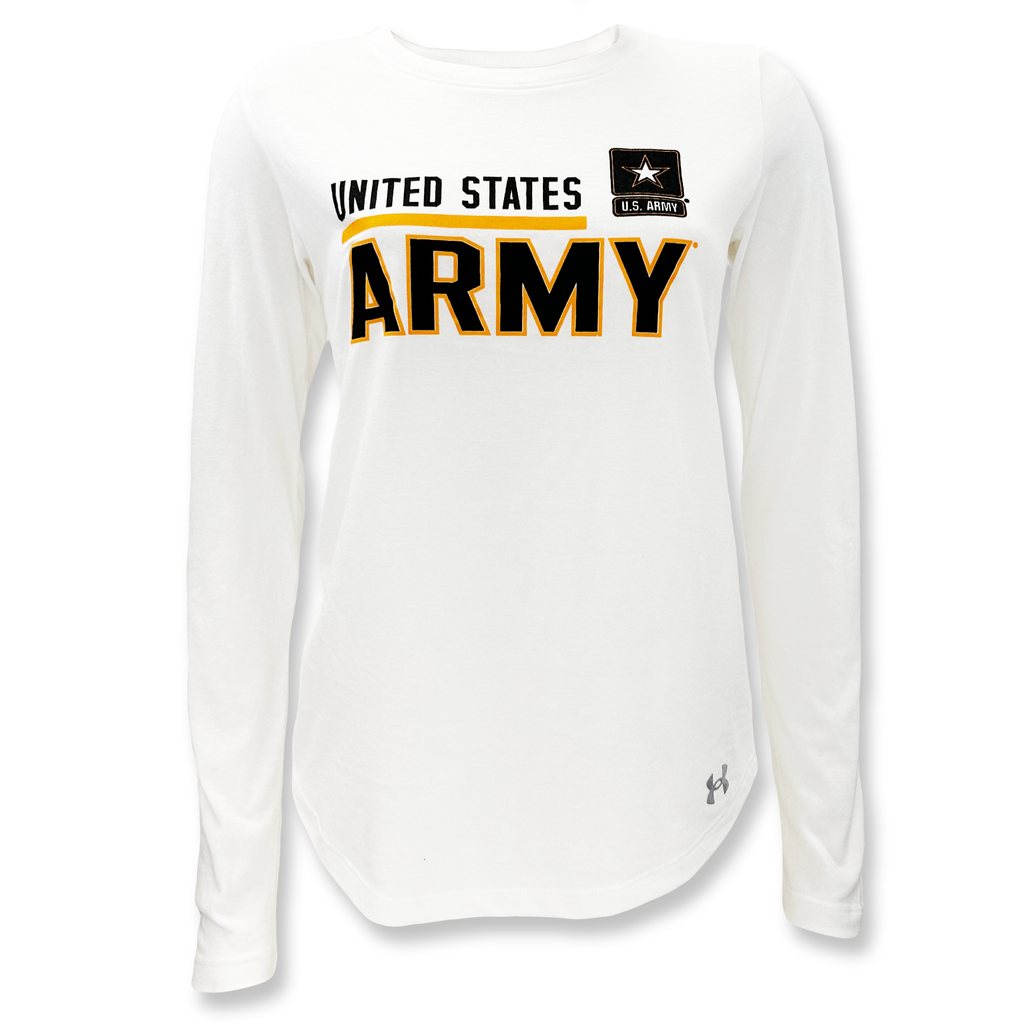 United States Army Ladies Under Armour Long Sleeve T-Shirt (White)