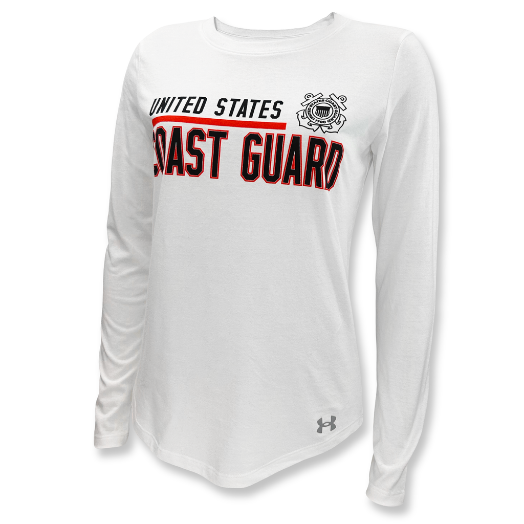 United States Coast Guard Ladies Under Armour Long Sleeve T-Shirt (White)