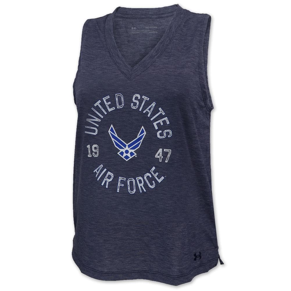 Air Force Ladies Under Armour Breezy V-Neck Tank (Navy)