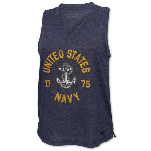 Navy Ladies Under Armour Breezy V-Neck Tank (Navy)