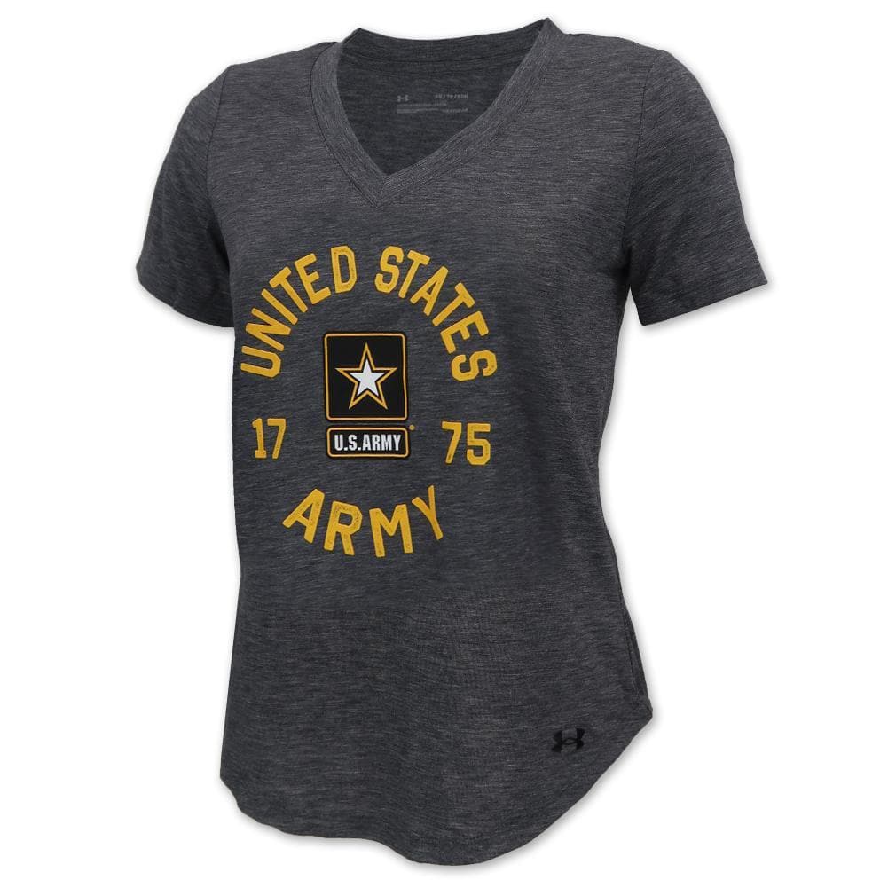 Army Ladies Under Armour Breezy V-Neck T-Shirt (Heather Black)