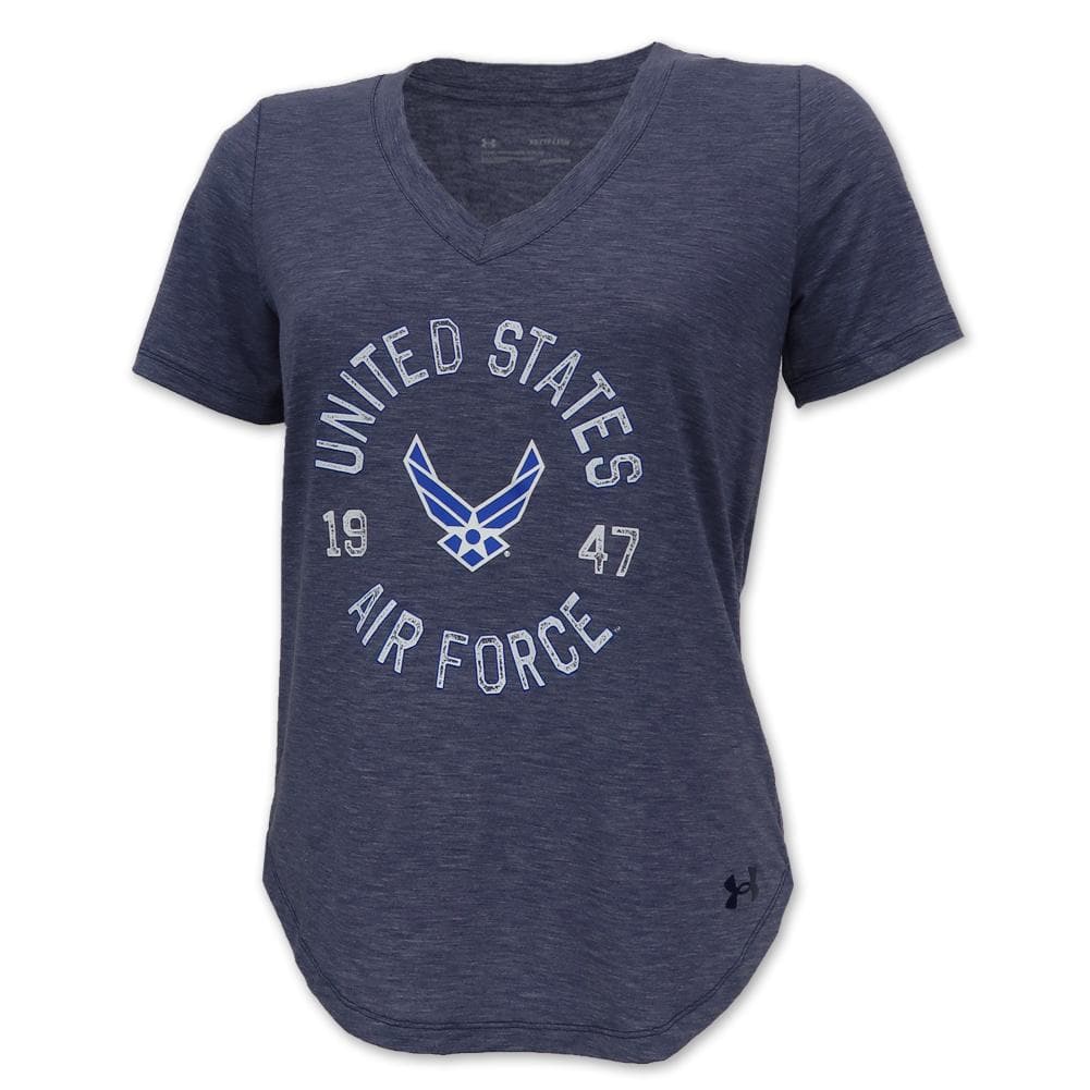 Air Force Ladies Under Armour Breezy V-Neck T-Shirt (Navy)