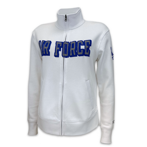 Air Force Ladies Under Armour Distressed Fleece Full Zip (White)