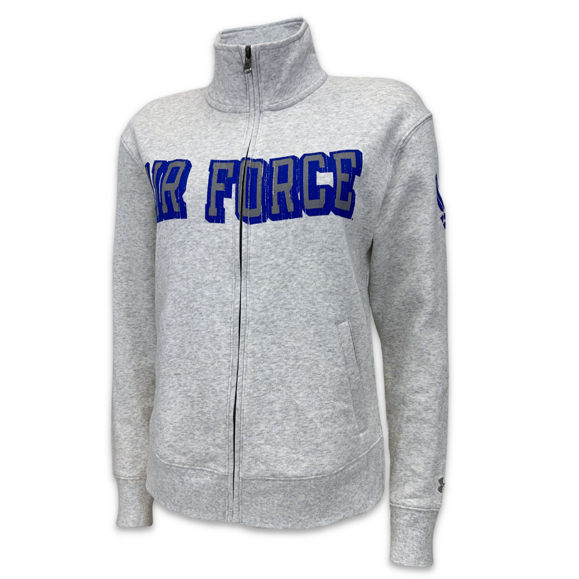 Air Force Ladies Under Armour Distressed Fleece Full Zip (Grey)