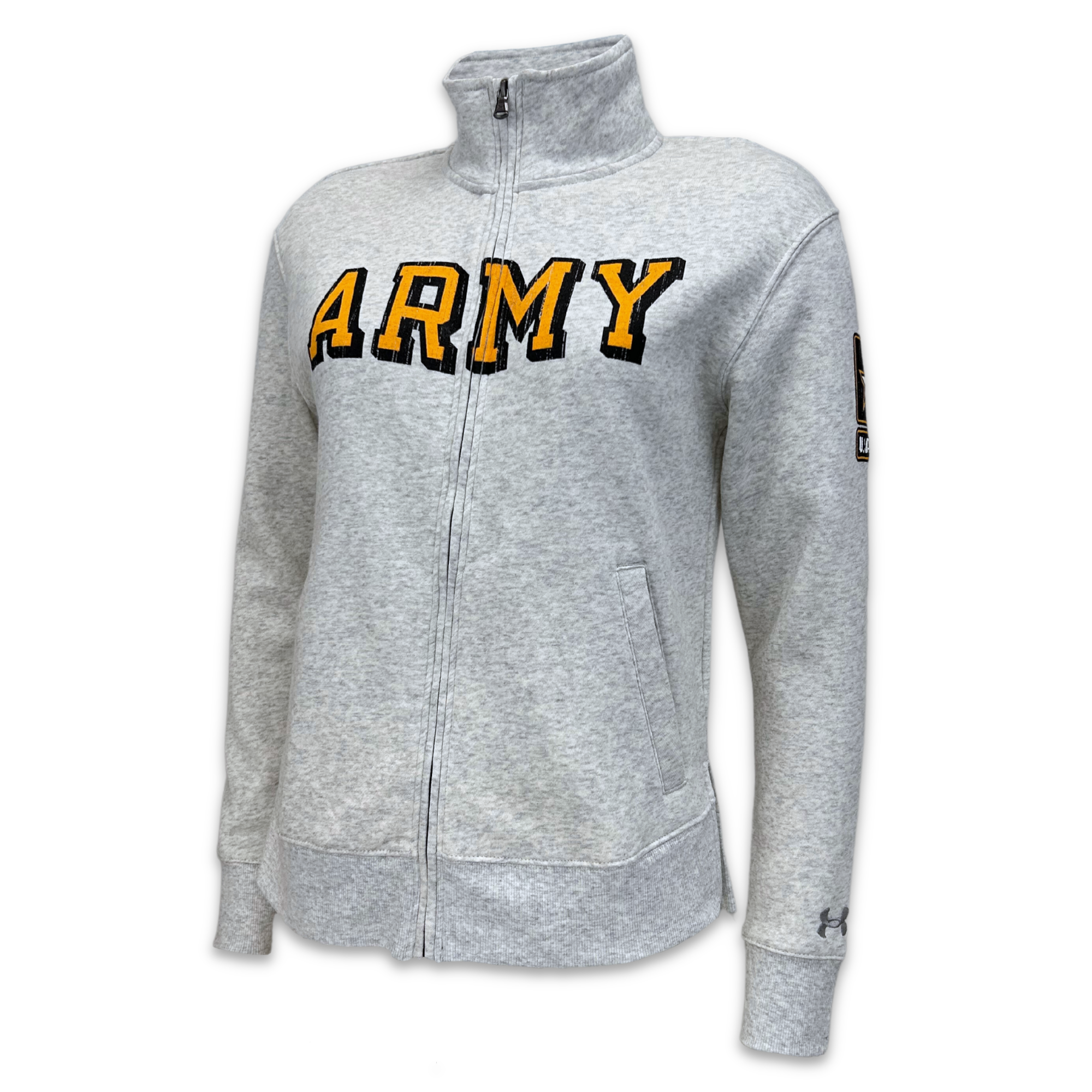 Army Ladies Under Armour Distressed Fleece Full Zip (Grey)