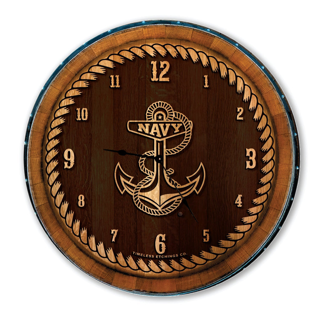 United States Navy Anchor Barrelhead Clock