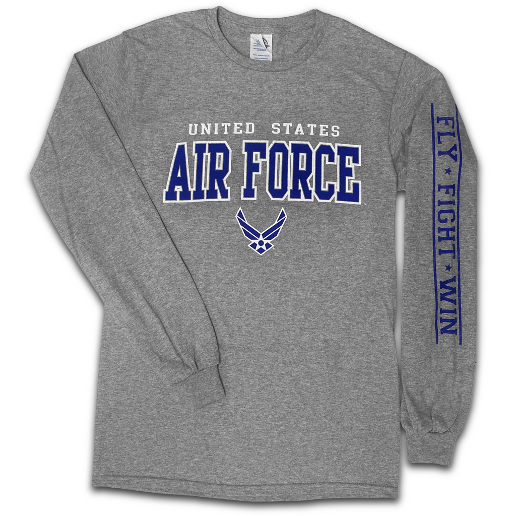 United States Air Force Block Wings Long Sleeve T-Shirt (Grey)