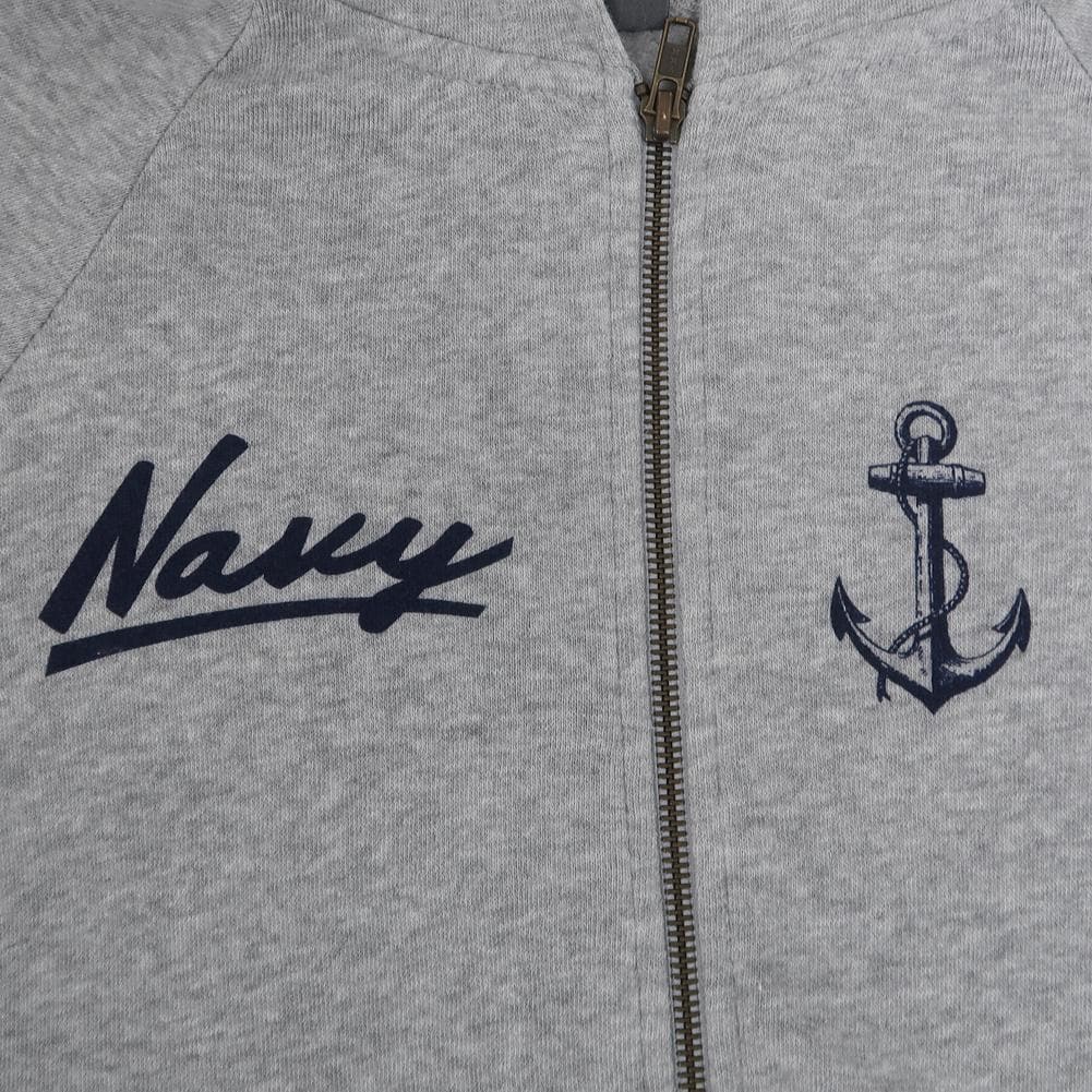 Navy Ladies Angel Fleece Full Zip Hood (Heather Grey)