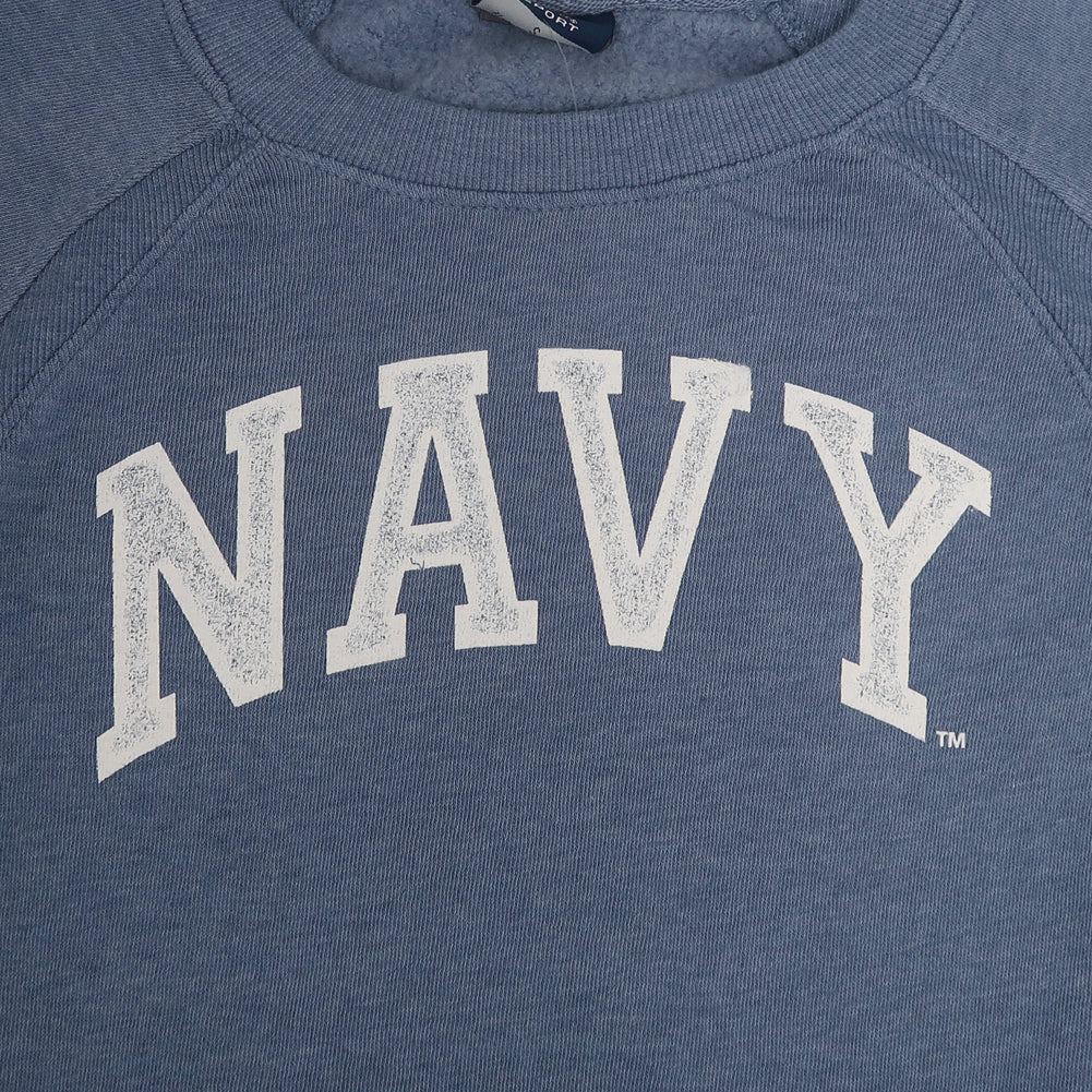 Navy Ladies Michaela Angel Fleece Crewneck (Stonewash)