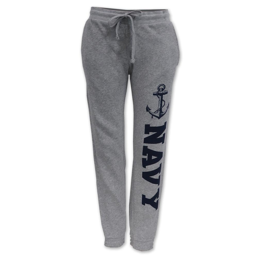 Navy Ladies Angel Fleece Sweatpants (Heather Grey)