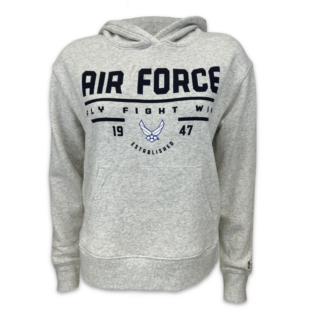 Air Force Ladies Under Armour Fly Fight Win All Day Fleece Hood (Silver Heather)