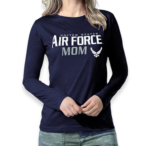 Ladies United States Air Force Mom Long Sleeve T-Shirt (Navy)