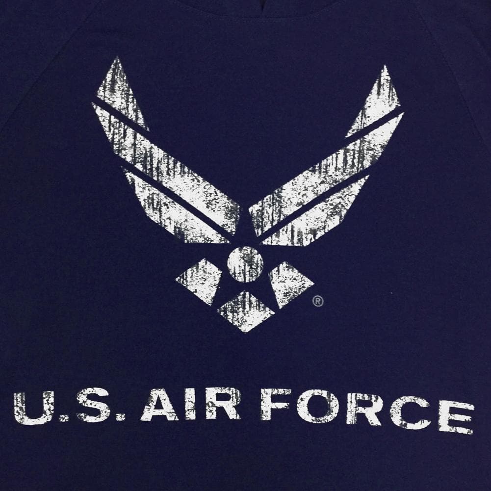 AIR FORCE DISTRESSED WINGS LONG SLEEVE HOODIE T (NAVY) 2