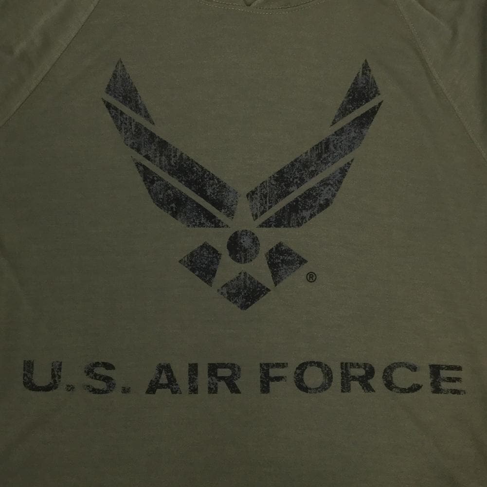 AIR FORCE DISTRESSED WINGS LONG SLEEVE HOODIE T (OLIVE) 2