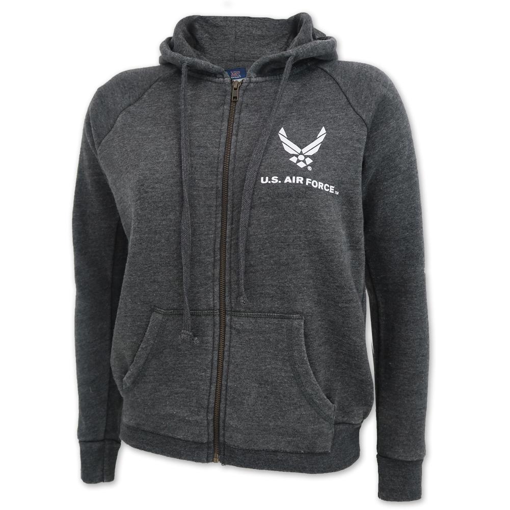 AIR FORCE LADIES ANGEL FLEECE FULL ZIP HOODIE (CHARCOAL)