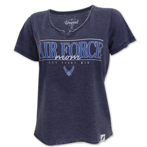 AIR FORCE MOM LADIES LOOSE FIT V-NECK T-SHIRT (NAVY)