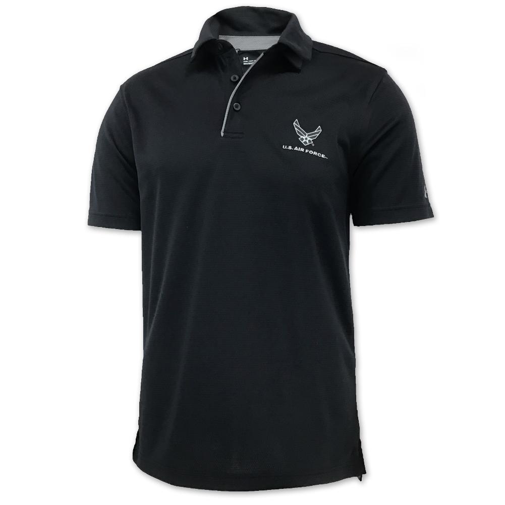 AIR FORCE TONAL WINGS UNDER ARMOUR TECH POLO (BLACK)