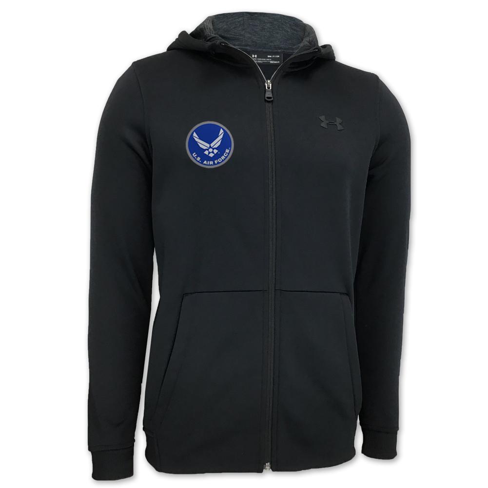 AIR FORCE UA ARMOUR FLEECE FULL ZIP HOODIE (BLACK)