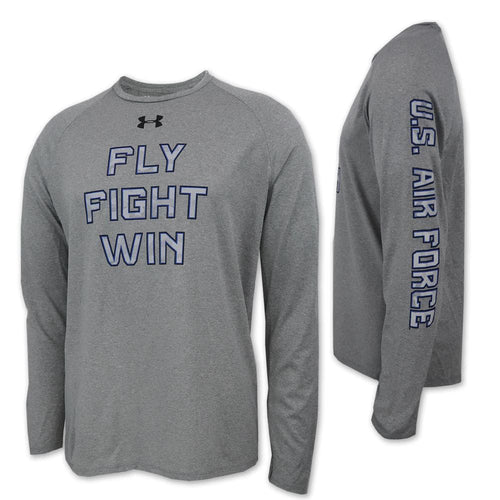 AIR FORCE UNDER ARMOUR FLY FIGHT WIN LONG SLEEVE TECH T-SHIRT (GREY) 1