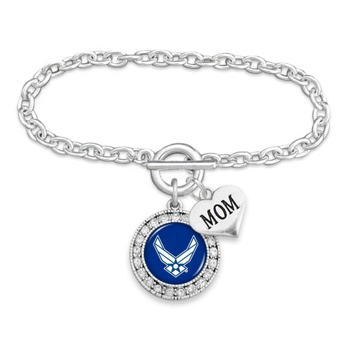 AIR FORCE WINGS CRYSTAL MOM BRACELET