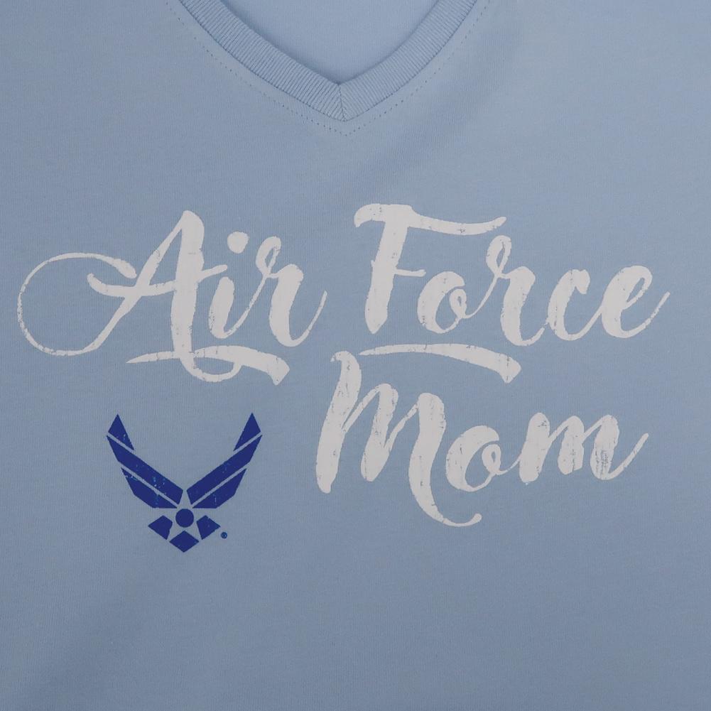 AIR FORCE WINGS LADIES MOM V-NECK T-SHIRT (LIGHT BLUE) 2