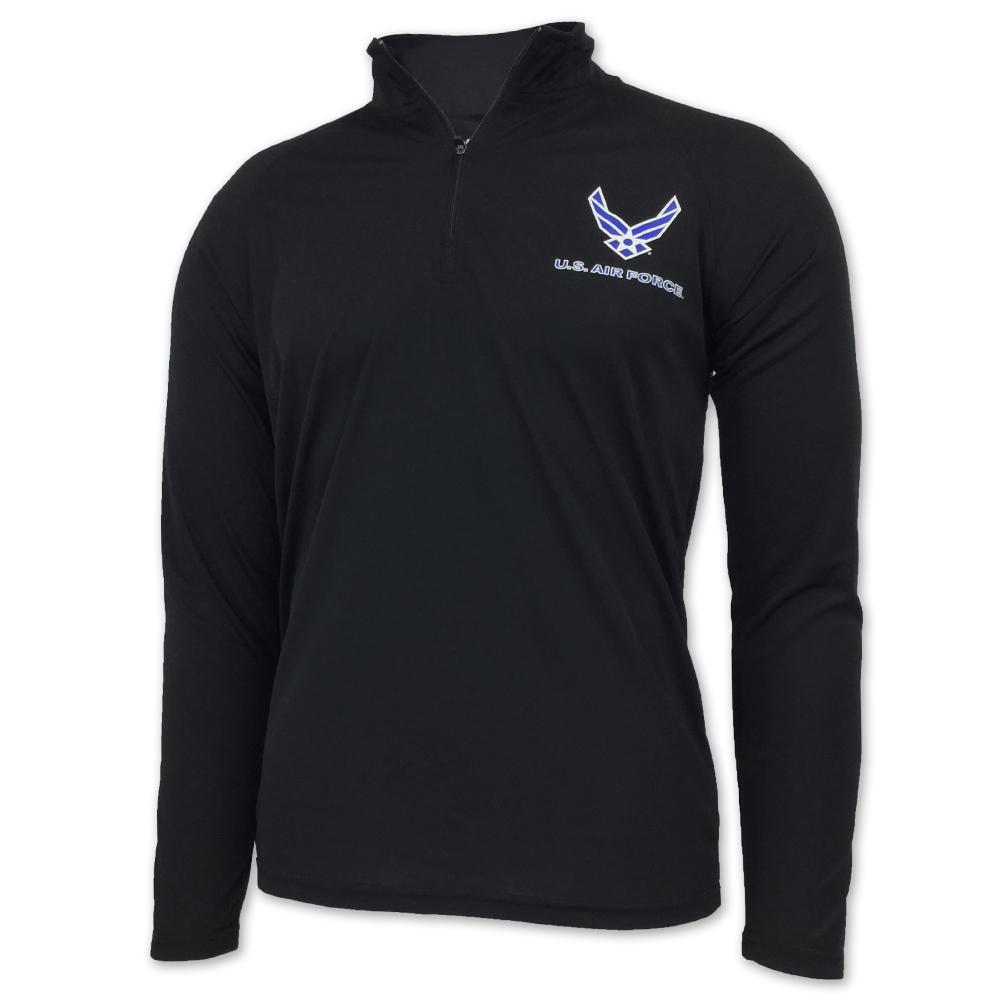 AIR FORCE WINGS LOGO PERFORMANCE 1/4 ZIP (BLACK)