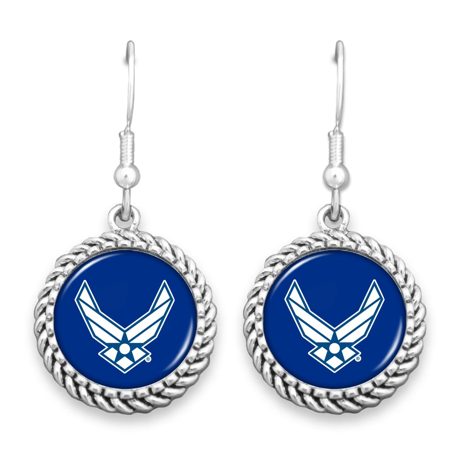 AIR FORCE WINGS ROPE EDGE EARRINGS