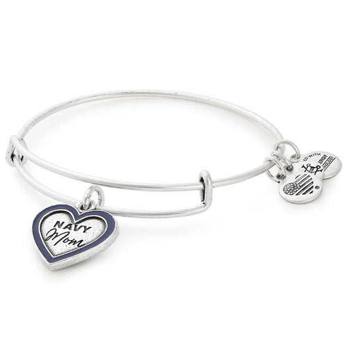 ALEX AND ANI NAVY MOM BANGLE (SILVER)