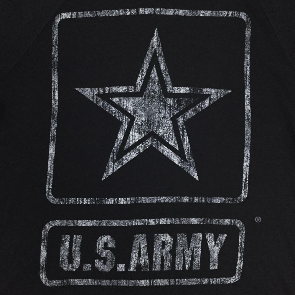 ARMY DISTRESSED STAR LONG SLEEVE HOODIE T (BLACK) 1