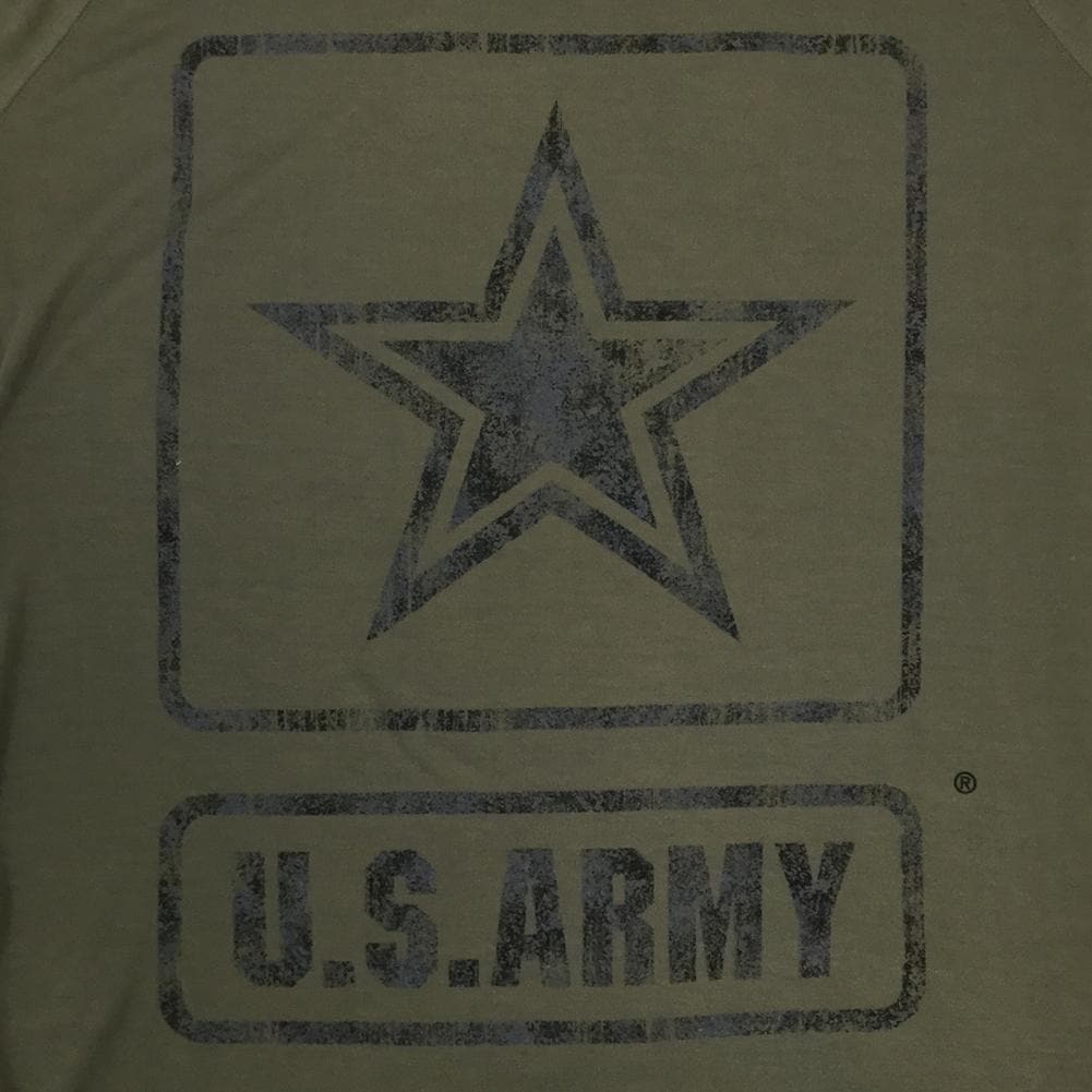 ARMY DISTRESSED STAR LONG SLEEVE HOODIE T (OLIVE) 1