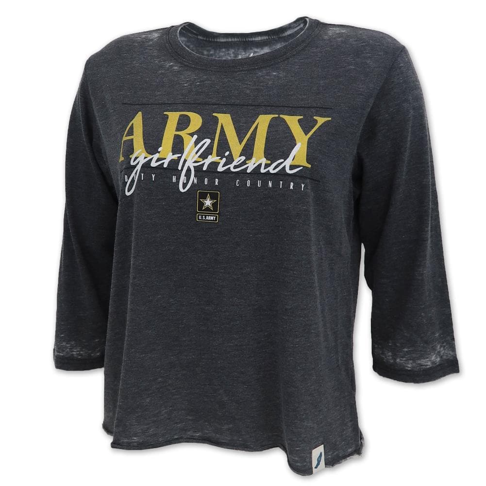 ARMY GIRLFRIEND LADIES 3/4 SLEEVE T-SHIRT (BLACK) 1