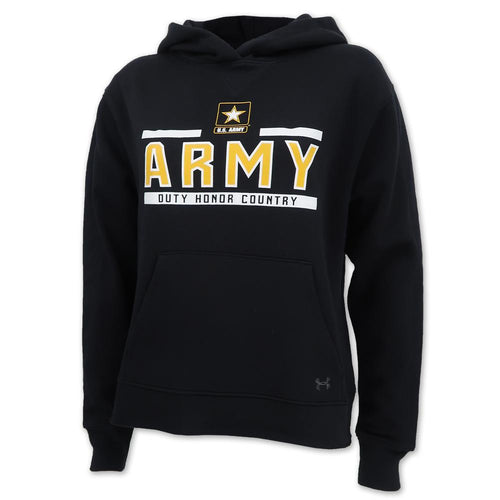 ARMY LADIES UNDER ARMOUR STAR LOGO ALL DAY FLEECE HOOD (BLACK) 3