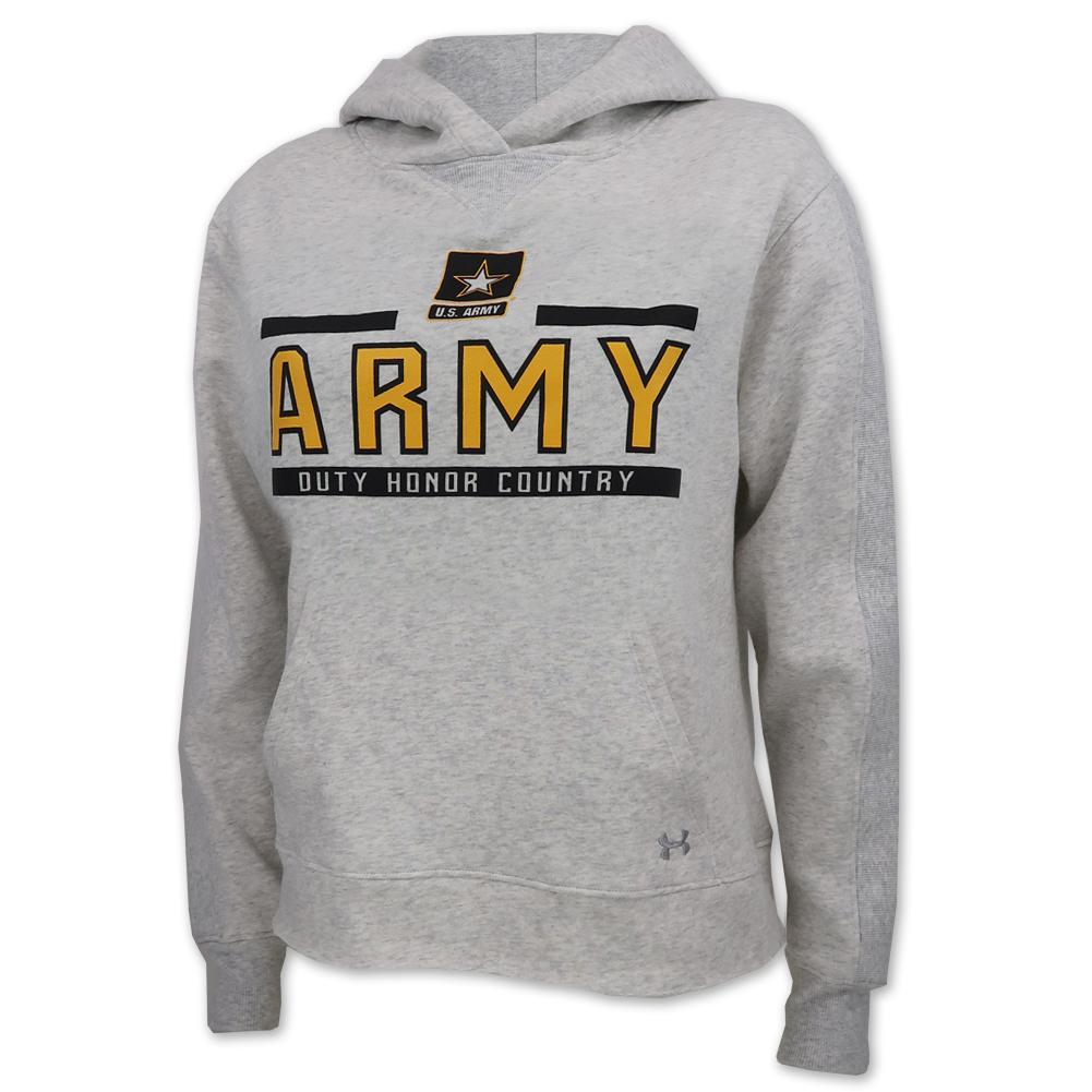 ARMY LADIES UNDER ARMOUR STAR LOGO ALL DAY FLEECE HOOD (GREY) 1